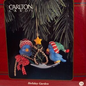 Carlton Card Heirloom Holiday Garden Ornament Bluebirds ORN-125M First in Series